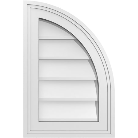 Ekena Millwork Quarter Round Top Right Surface Mount PVC Gable Vent w/ 2"W x 1-1/2"P Brickmould Frame, 12"W x 18"H GVPQR12X1802SN